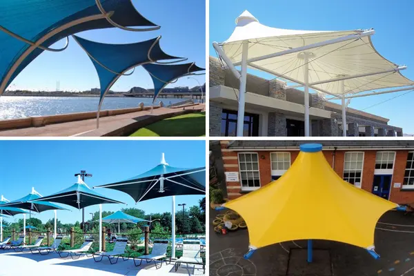 ShadeCo India architectural tensile structure, a durable and innovative canopy offering customizable shade for residential or commercial spaces.