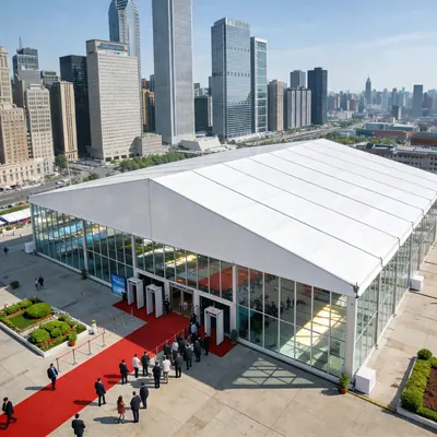 Large clear span aluminium hangar tent structure without internal columns for industrial and aviation use