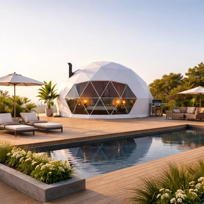 Geodesic glamping dome tent for luxury resort and eco-tourism projects
