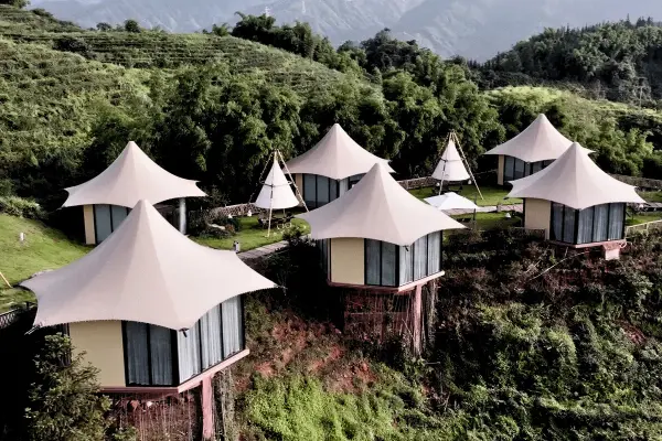 high-peak luxury safari glamping resort tent by shadeco