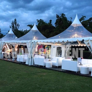 Transparent pagoda tent with clear roof design for luxury weddings and night events
