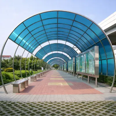 Polycarbonate skylight shed roof structure providing natural daylight for industrial buildings