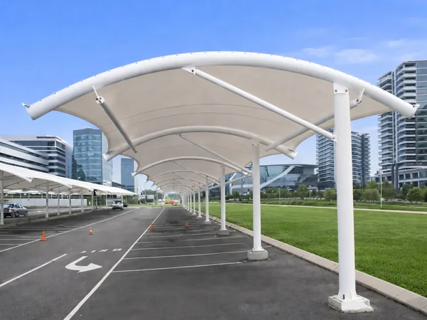 car parking tensile shade structure by shadeco for durable outdoor vehicle protection