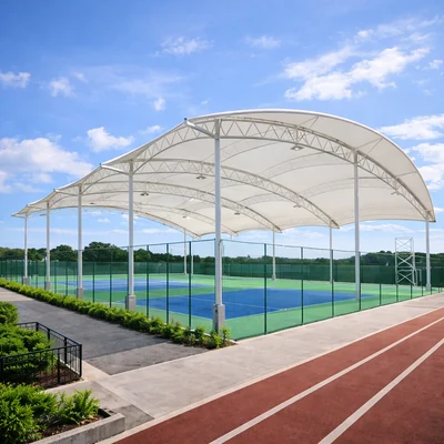 Sports shade structure canopy by ShadeCo for outdoor stadiums and courts