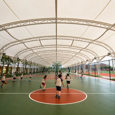 School playground shade structure for safe shaded play environments