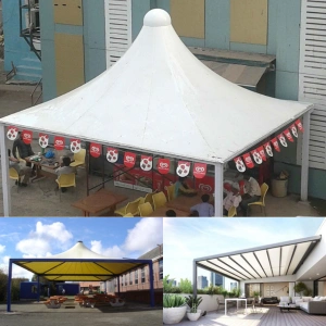 Vehicle parking tensile structures for cars, buses, and commercial vehicles