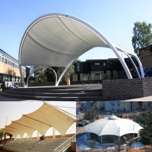 Amphitheatre tensile structure for covered seating and event space