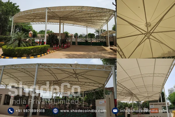 Completed entrance shade project at Heritage Public School